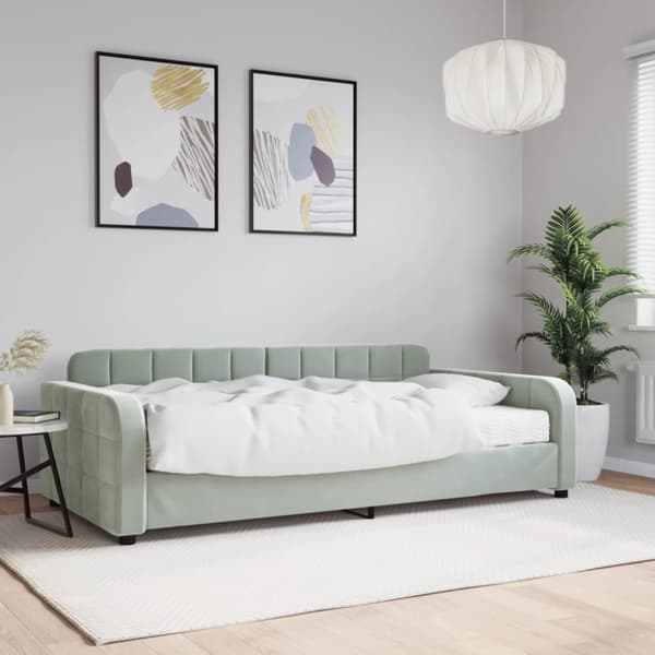 vidaXL Dagbädd med madrass ljusgrå 100x200 cm sammet