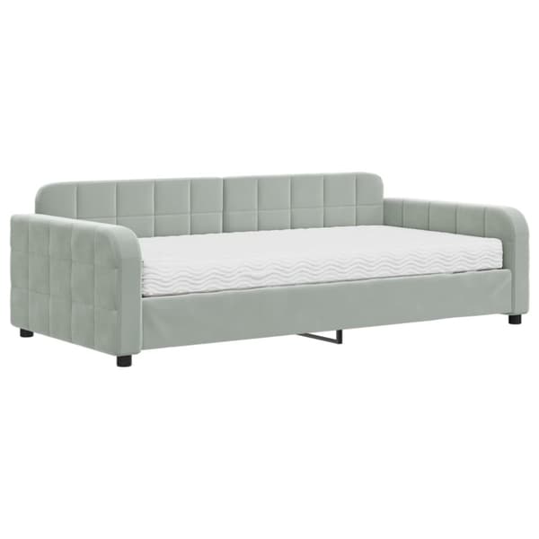 vidaXL Dagbädd med madrass ljusgrå 100x200 cm sammet