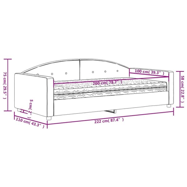 vidaXL Dagbädd med madrass mörkgrön 100x200 cm sammet