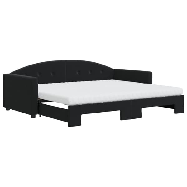 vidaXL Dagbädd utdragbar med madrasser svart 90x200 cm sammet
