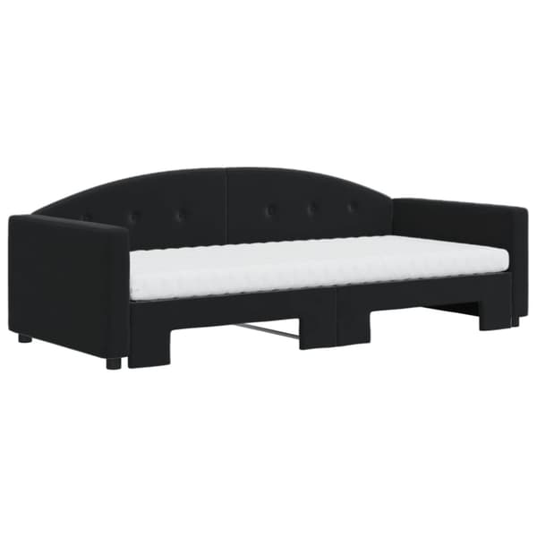 vidaXL Dagbädd utdragbar med madrasser svart 90x200 cm sammet