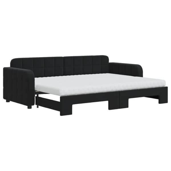 vidaXL Dagbädd utdragbar med madrasser svart 80x200 cm sammet