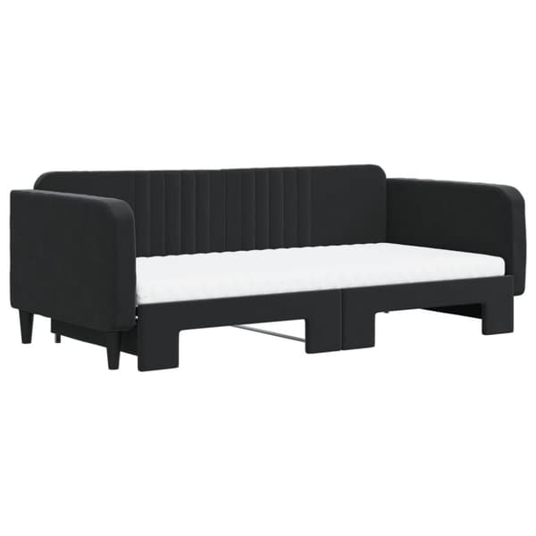 vidaXL Dagbädd utdragbar och madrasser svart 100x200 cm sammet