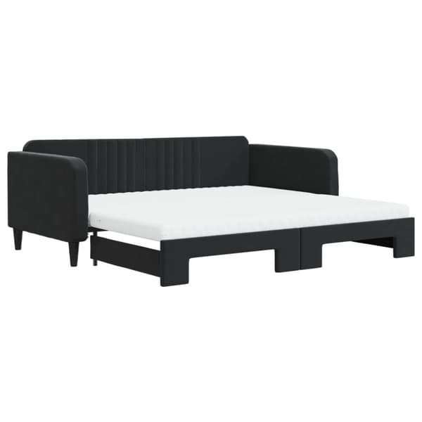 vidaXL Dagbädd utdragbar och madrasser svart 100x200 cm sammet