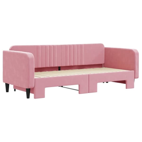 vidaXL Dagbädd utdragbar rosa 90x200 cm sammet