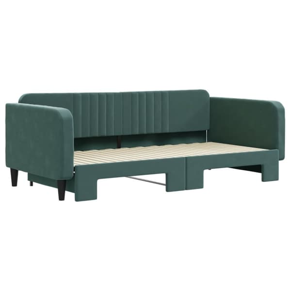 vidaXL Dagbädd utdragbar mörkgrön 100x200 cm sammet