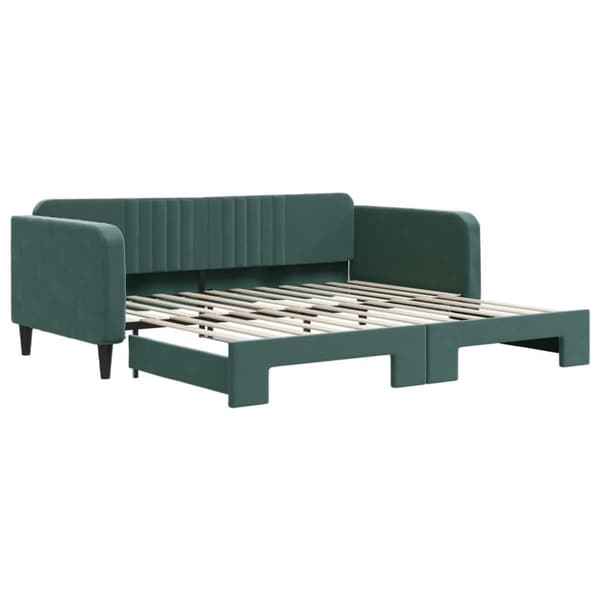 vidaXL Dagbädd utdragbar mörkgrön 100x200 cm sammet