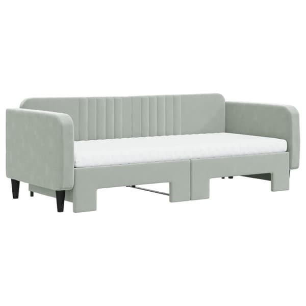 vidaXL Dagbädd utdragbar med madrasser ljusgrå 90x200 cm sammet