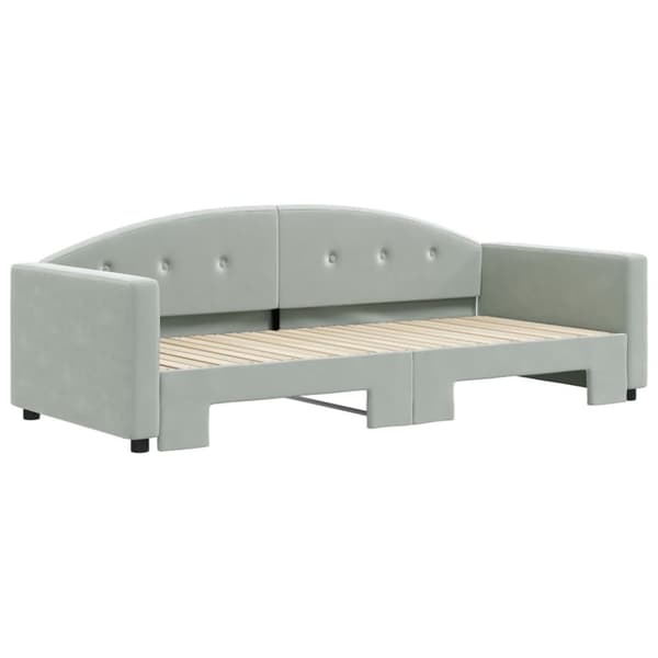 vidaXL Dagbädd utdragbar ljusgrå 90x200 cm sammet