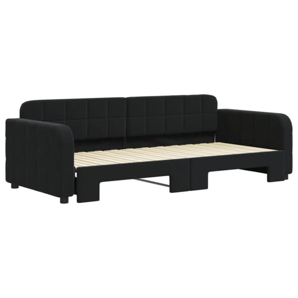 vidaXL Dagbädd utdragbar svart 90x200 cm sammet