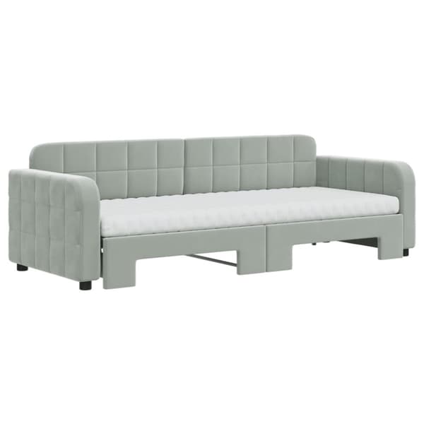 vidaXL Dagbädd utdragbar med madrasser ljusgrå 80x200 cm sammet