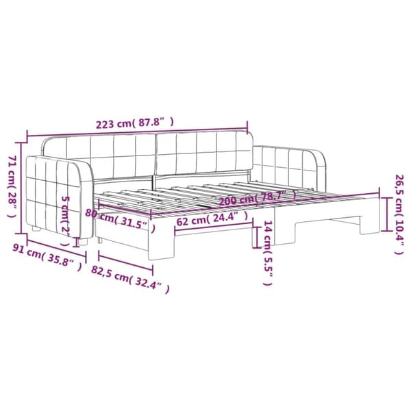 vidaXL Dagbädd utdragbar gul 80x200 cm sammet