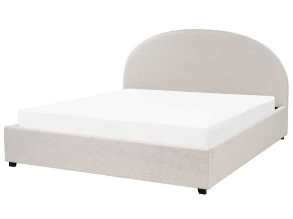 Seng med opbevaringsboks lys beige polyester 180 x 200 cm minimalistisk design opbevaringsfunktion
