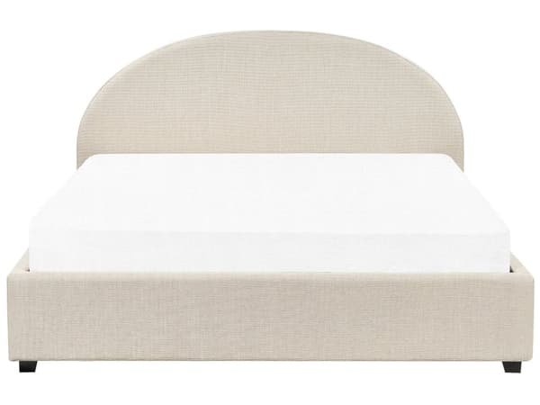 Seng med opbevaring beige polyester 180 x 200 cm minimalistisk design opbevaringsfunktion