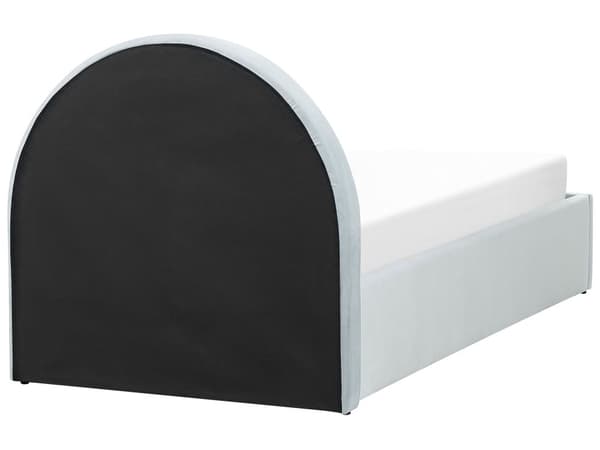 Seng med opbevaringsboks lyseblå velour 90 x 200 cm med ramme minimalistisk design opbevaringsplads