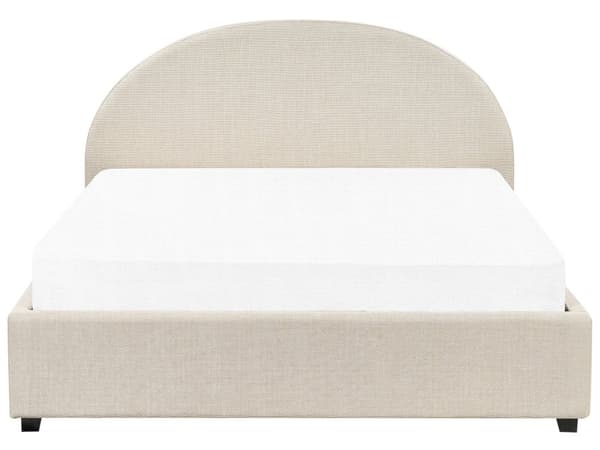 Seng med opbevaringskasse beige polyester 160 x 200 cm minimalistisk design opbevaringsfunktion