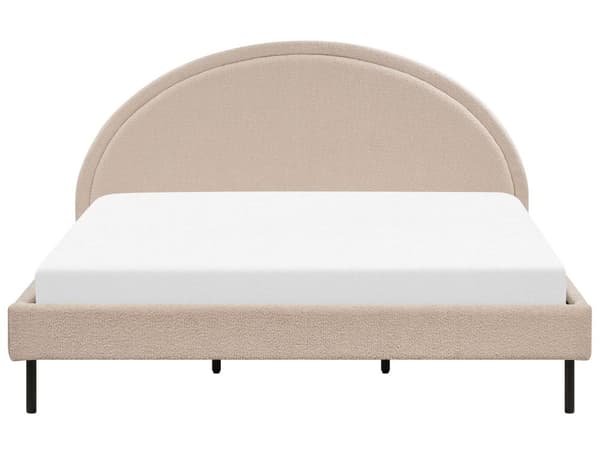 Parisänky beige 180 x 200 cm bukleeverhoilu sälepohja puolipyöreä pääty retro