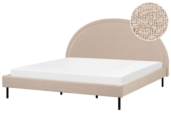 Parisänky beige 180 x 200 cm bukleeverhoilu sälepohja puolipyöreä pääty retro