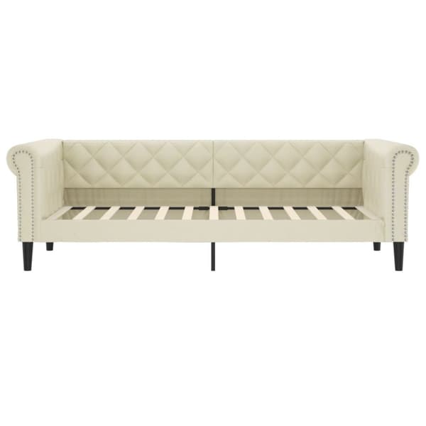 vidaXL Dagbädd utdragbar med lådor gräddvit 90x200 cm konstläder