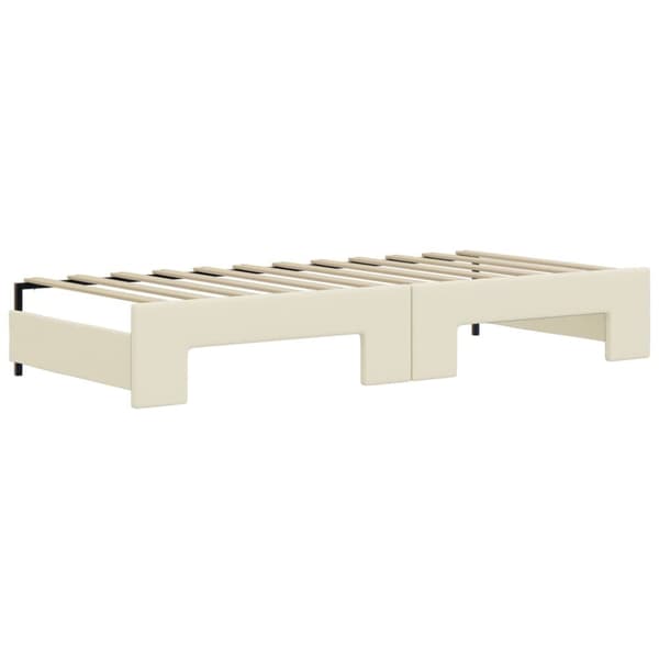 vidaXL Dagbädd utdragbar med lådor gräddvit 90x200 cm konstläder