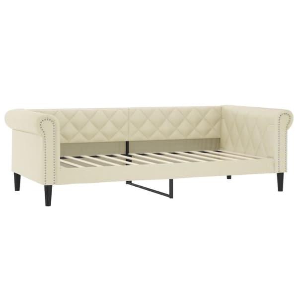 vidaXL Dagbädd utdragbar med lådor gräddvit 90x200 cm konstläder