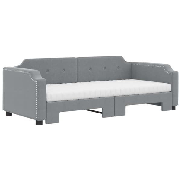 vidaXL Dagbädd med madrasser utdragbar ljusgrå 90x190 cm tyg