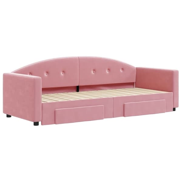 vidaXL Dagbädd utdragbar med lådor rosa 80x200 cm sammet