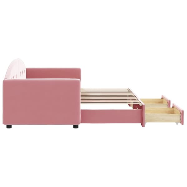 vidaXL Dagbädd utdragbar med lådor rosa 80x200 cm sammet