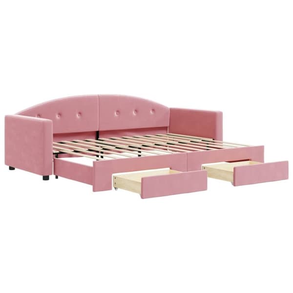 vidaXL Dagbädd utdragbar med lådor rosa 80x200 cm sammet