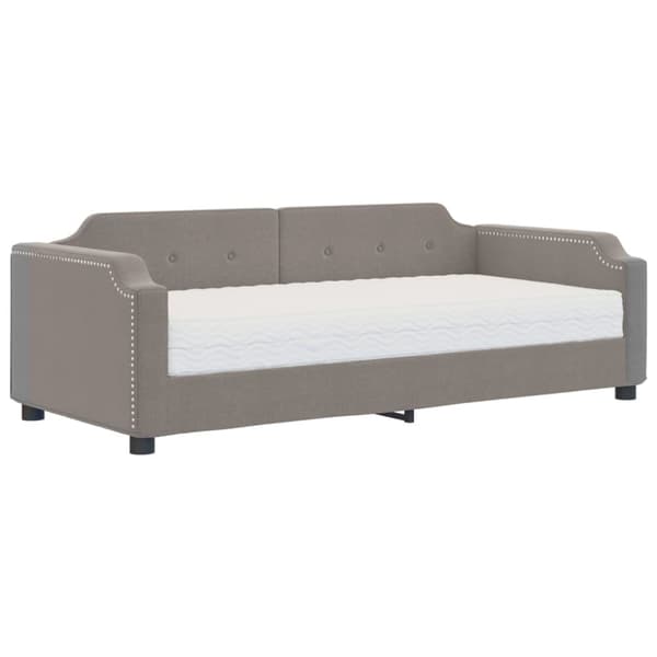 vidaXL Dagbädd med madrass taupe 90x200 cm tyg