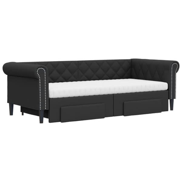 vidaXL daybed med udtræk og skuffer 90x200 cm kunstlæder sort