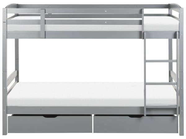 Kerrossänky harmaa 90 x 200 cm mänty vanerisäleet säilytyslaatikot tikkaat skandinaavinen