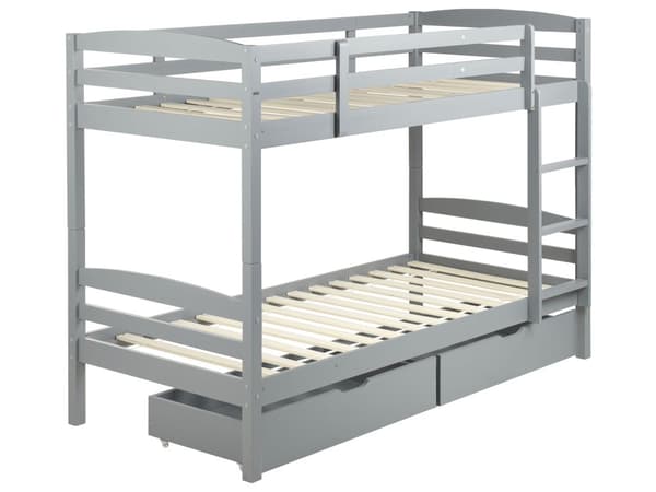 Kerrossänky harmaa 90 x 200 cm mänty vanerisäleet säilytyslaatikot tikkaat skandinaavinen
