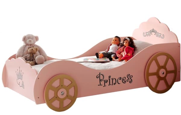 Pinky Princess bilsäng i trä för barn
