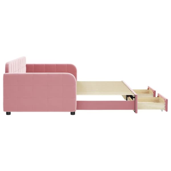 vidaXL Dagbädd utdragbar med lådor rosa 90x200 cm sammet