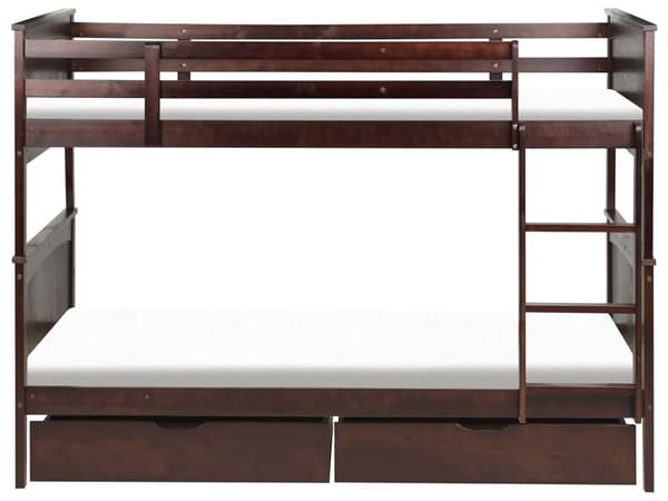 Børnekøjeseng med skuffer mørkt fyrretræ med stige 90 x 200 cm Skandinavisk design