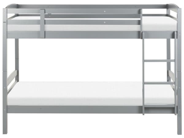 Køjeseng til børn i gråt fyrretræ 90 x 200 cm med stige og ramme Skandinavisk design
