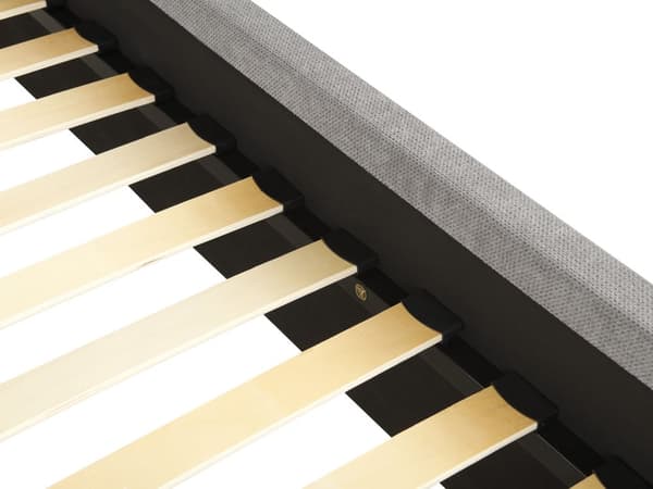 Parisänky vaaleanharmaa 160 x 200 cm kangasverhoilu puinen sälepohja metallijalat minimalistinen