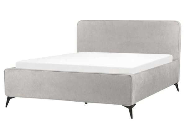Parisänky vaaleanharmaa 160 x 200 cm kangasverhoilu puinen sälepohja metallijalat minimalistinen
