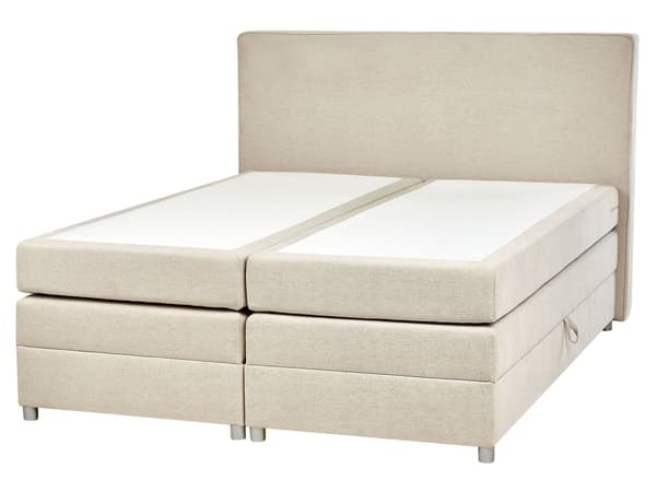Seng med oppbevaring Beige Stoff 160 x 200 cm Madrass inkludert Sengegavl Moderne design Kontinentalseng Soverom