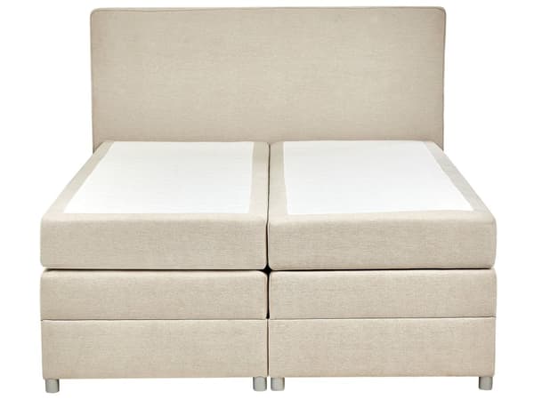 Seng med oppbevaring Beige Stoff 160 x 200 cm Madrass inkludert Sengegavl Moderne design Kontinentalseng Soverom