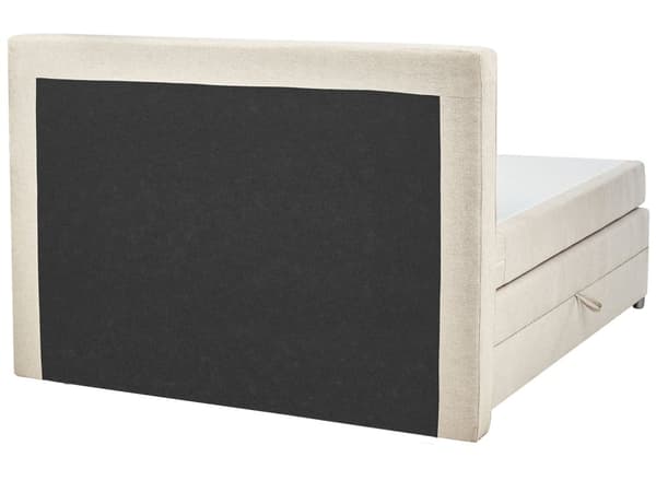 Seng med oppbevaring Beige Stoff 160 x 200 cm Madrass inkludert Sengegavl Moderne design Kontinentalseng Soverom