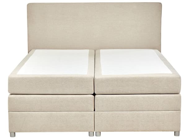 Seng med oppbevaring Beige Stoff 180 x 200 cm Madrass inkludert Sengegavl Moderne design Kontinentalseng Soverom