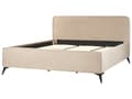 Miniatyrbild 5 av 10: Dubbelsäng Taupe Sammet Klädsel Svart Metall Ben King Size 180 x 200 cm Med Wingback Huvudgavel Sovrum Klassisk Minimalistisk Sovrum Gästrum