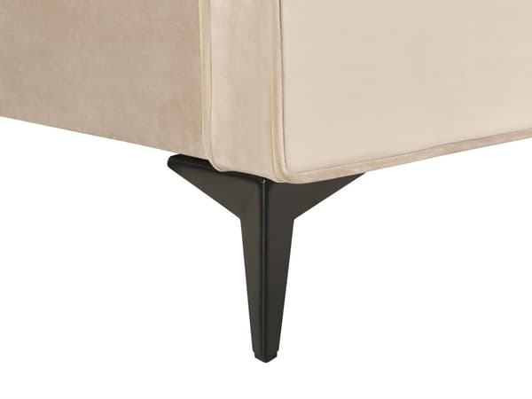 Dubbelsäng Taupe Sammet Klädsel Svart Metall Ben King Size 180 x 200 cm Med Wingback Huvudgavel Sovrum Klassisk Minimalistisk Sovrum Gästrum