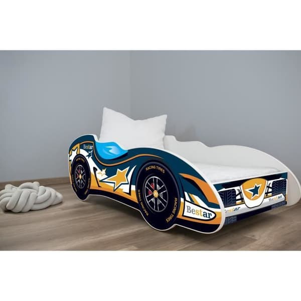 Lit auto - BESTAR - Formule 1 - Madrass 140x70 - 1 plats - Träspånskivor
