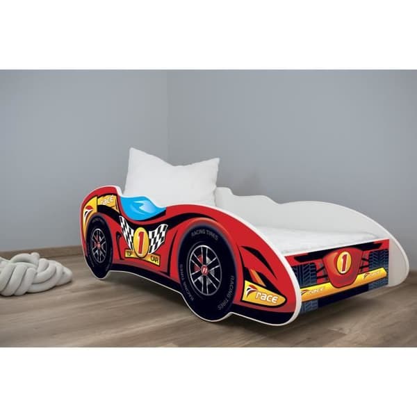 Bilsäng - TOP CAR - Formel 1 - 140 x 70 cm - Madrass ingår - 1 plats