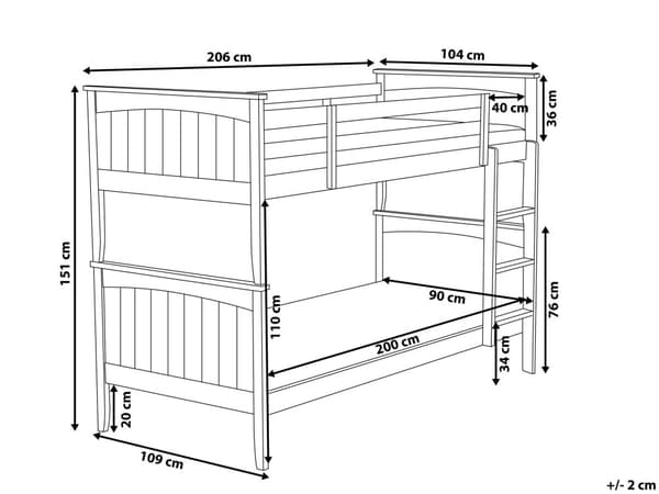 Våningssäng med Förvaring 2 Lådor Mörkt Trä Tall 90 x 200 cm Barn Sovrum Barnrum