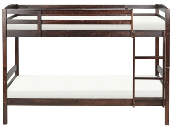 Våningssäng Mörkt trä Furu Enkel Storlek 90 x 200 cm Hög Sovande Barn Barn Sovrum Stege Lameller