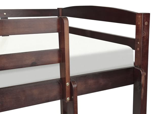Våningssäng Mörkt trä Furu Enkel Storlek 90 x 200 cm Hög Sovande Barn Barn Sovrum Stege Lameller